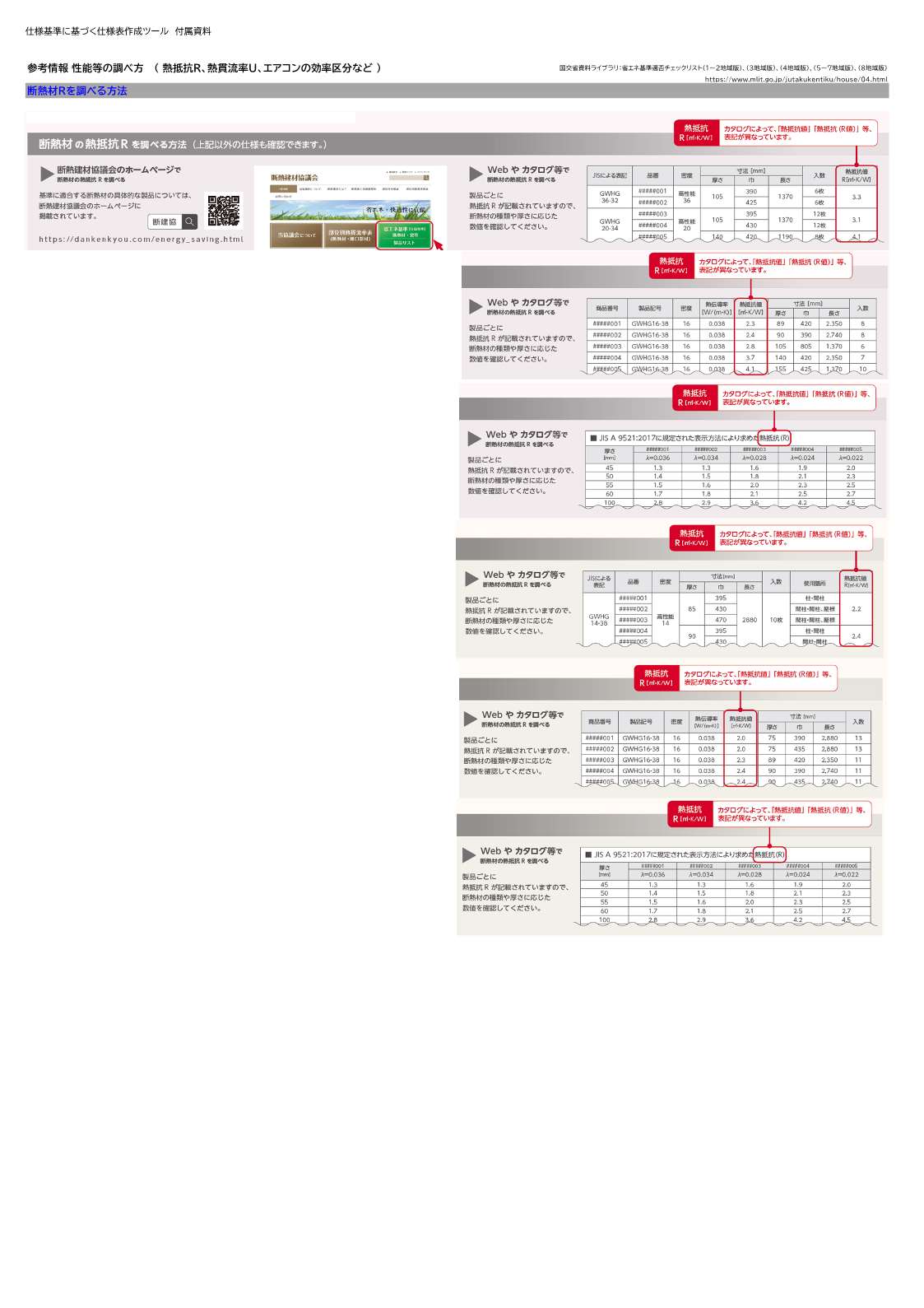 仕様基準に基づく仕様表作成ツール（参考情報 性能等の調べ方）